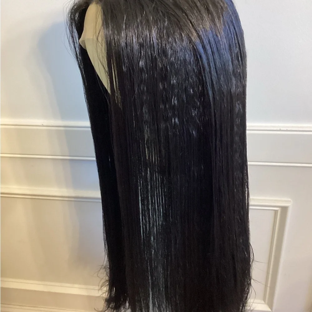 Sleek Black 24-28 inch Synthetic Lace Front Hair Wig (SKU: #1 24-28)